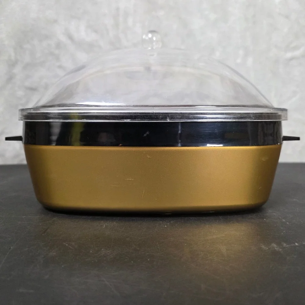 Thermo Serv Insulated Dish Vintage Gold Square GOOD Retro Kitchen  Serving